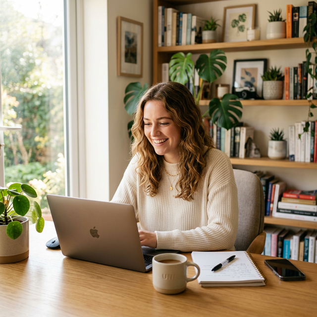 Student studying online